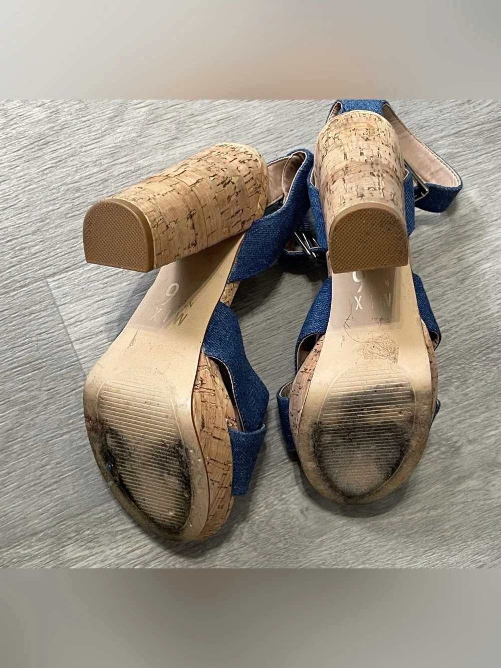 Denim Blue Cork Platform Sandals Festival Boho Chic Y2K Fairy Vacation